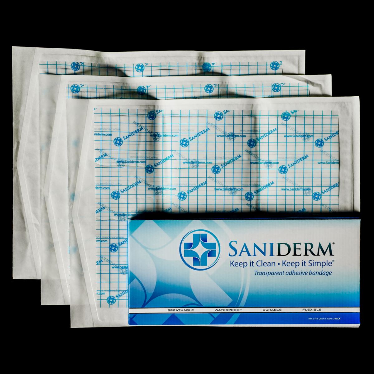 Saniderm 10 Inch x 14 Inch Personal Pack (3 count) Personal Pack Saniderm Tattoo Aftercare 